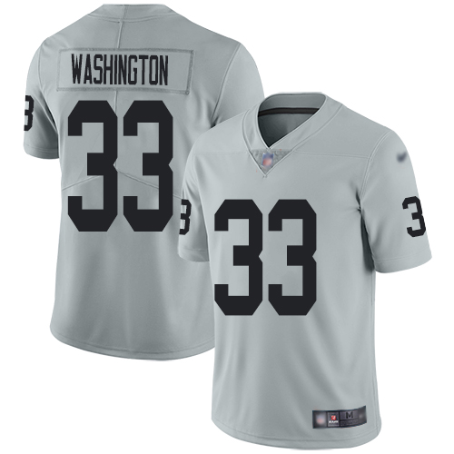 Men Oakland Raiders Limited Silver DeAndre Washington Jersey NFL Football #33 Inverted Legend Jersey